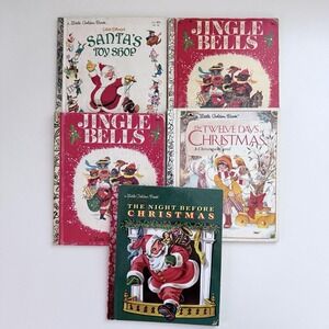 Little Golden Books Vintage Christmas Santa Jingle Bells Twelve Days Lot Of 5